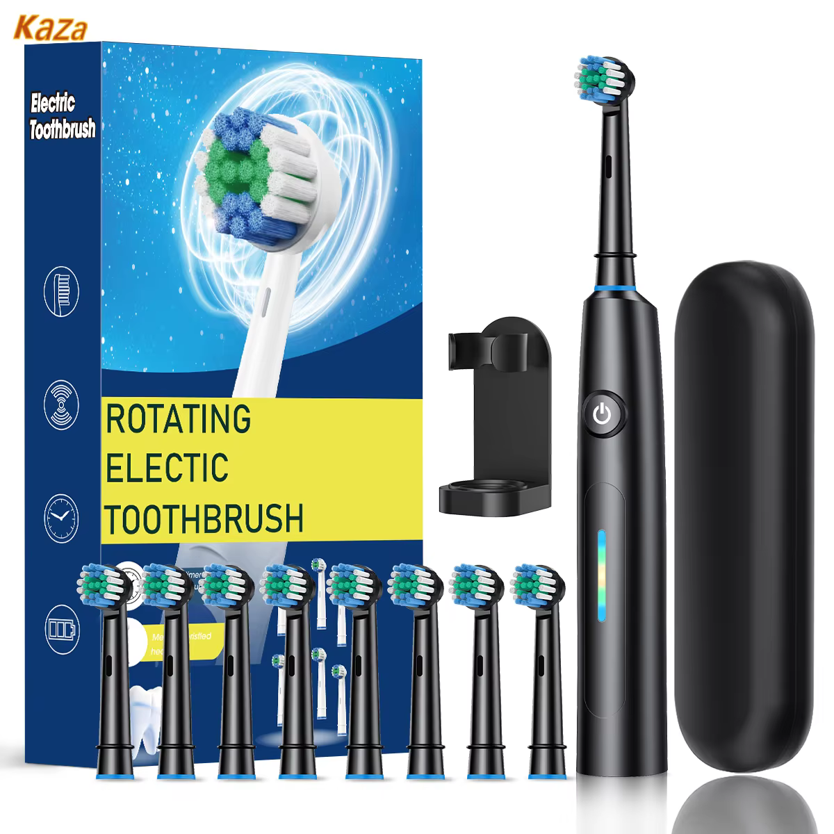 Electric Toothbrush Rechargeable Deep Clean Whitening Teeth for Adult Toothbrush Rotation Toothbrush with 4/8 Replacement Heads