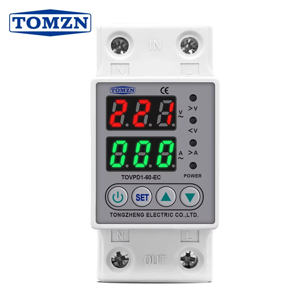 tomzn-8pcs-din-rail-230v-adjustable-over-voltage-and-under-voltage-protective-device-protector-relay-tovpd1-63-ec