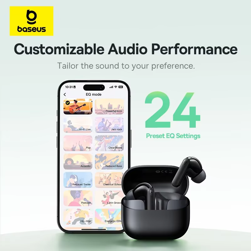 Baseus Bass EP10 NC -43dB Noise Cancelling ANC True Wireless Earbuds Bluetooth 6.0 In-Ear Wireless Earphones 4-Mics ENC Ear buds - Image 8