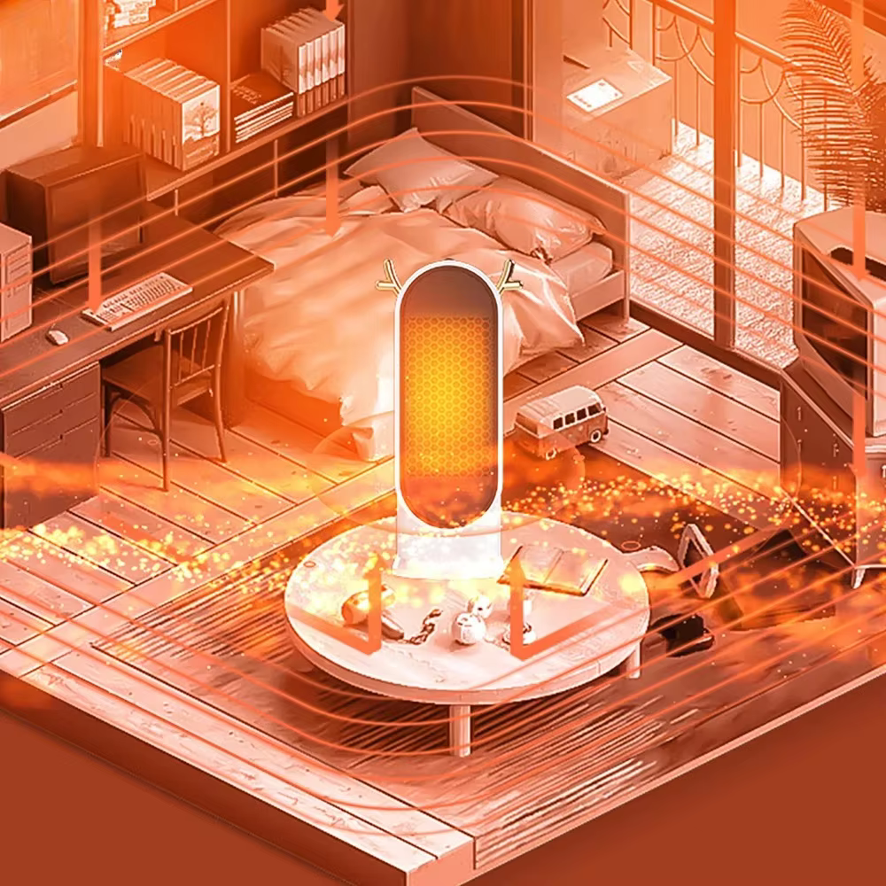 Desktop Electric Heater 500W Portable Home Electric Heater Intelligent Thermostat Fan Winter Electric Heater Heating Tools - Image 2